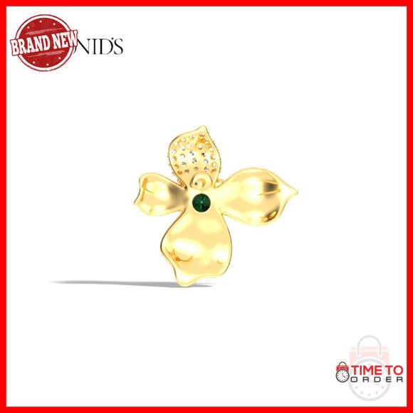 14K Gold Plated Stud Earrings with Moissanite & Lab-Grown Emeralds